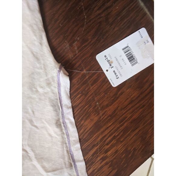 NEW Free People Cold Shoulder White Lilac Trim Assymetric Shrug Top - Picture 3 of 3